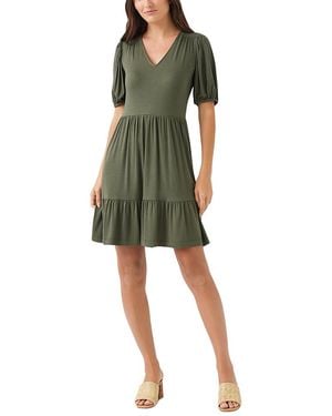 Karen Kane Petite Puff Sleeve Tiered Dress - Green