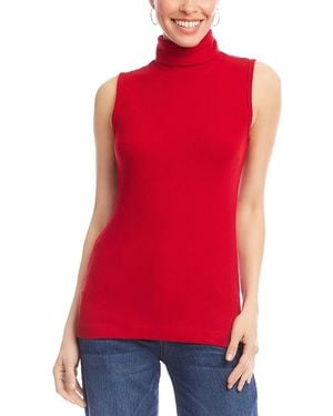 Karen Kane Ribbed Turtleneck Tank - Red