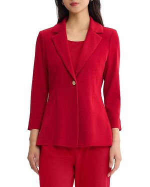 Ming Wang Petite Single-Button Knit Jacket - Red