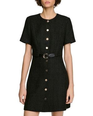 Sandro Palace Tweed Belted Dress - Black