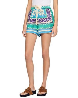 Sandro Short Floral Print Shorts - Blue