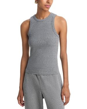 PERFECTWHITETEE Daphne Ribbed High Neck Tank - Gray