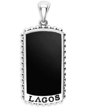 Lagos Sterling Anthem Agate Dog Tag Pendant - Black