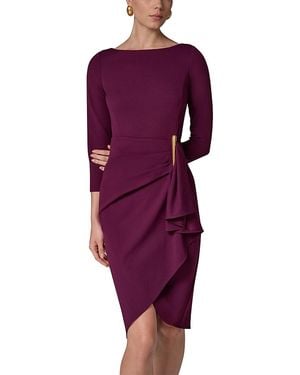 Donna Karan Cascade Ruffle Boat Neck Sheath Dress - Purple
