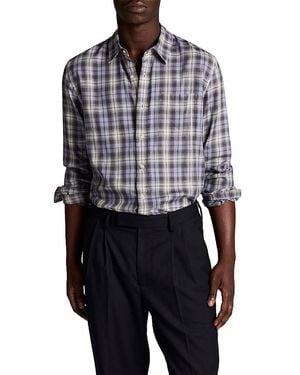 Vince Exchange Plaid Long Sleeve Button Down Shirt - Blue