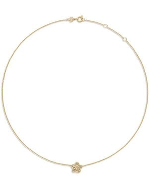 Tory Burch Forget Me Not Pave Flower Pendant Necklace, 15.8-17.5 - Natural