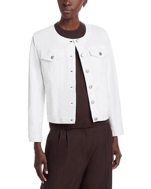 Eileen Fisher Cotton Blend Denim Round Neck Jacket - White
