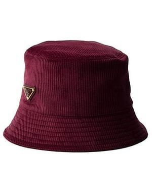 Prada Corduroy Bucket Hat - Red
