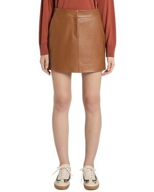 Marella Mlsnero Leather Mini Skirt - Brown