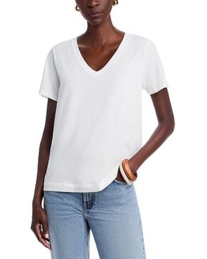 Vineyard Vines Striped V Neck Tee - White