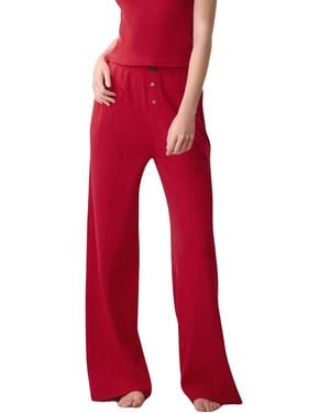 Lunya Pointelle Wide Leg Pant - Red