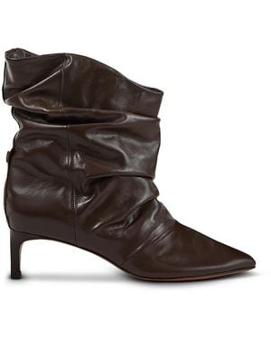 Ba&sh Lowcovilla Ruched Leather Ankle Boots - Brown