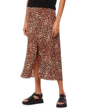 Whistles Marble Spot Front Split Skirt - Brown