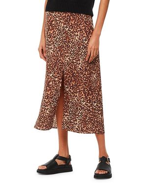 Whistles Marble Spot Front Split Skirt - Brown