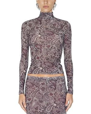 Ronny Kobo Lorden Mock Neck Top - Purple