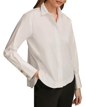Donna Karan Donna Karan Cotton Collared Button Down Shirt - Natural