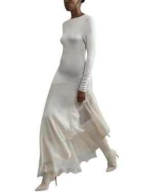Karen Millen Slinky Lace Asymmetric Maxi Dress - White