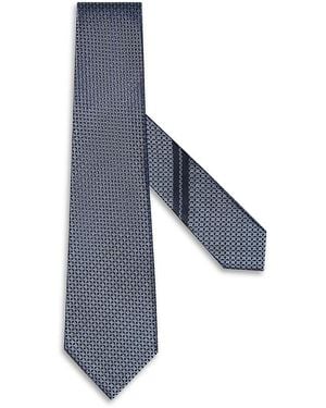 ZEGNA Jacquard Geometric Silk Classic Tie - Blue