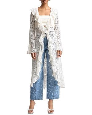 Avec Les Filles Lace Cascade Duster Jacket - Blue