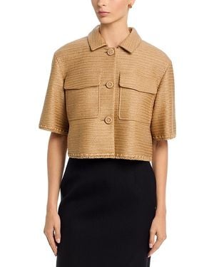 Lafayette 148 New York Two Pocket Cropped Shirt Jacket - Black