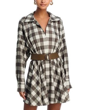Norma Kamali Super Oversized Bf Nk Shirt Flared Mini Dress - Brown