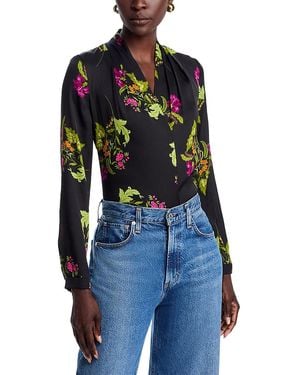 Kobi Halperin Palm Silk Blend Floral Blouse - Blue