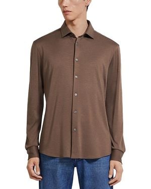 ZEGNA Cashmere And Silk Shirt - Brown