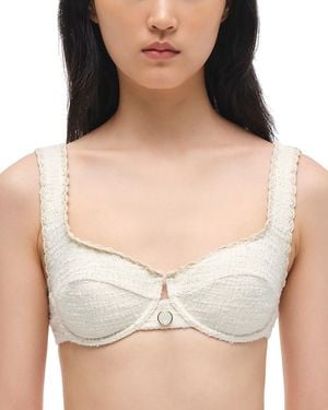Jonathan Simkhai Klara Tweed Balconette Bikini Top - Natural