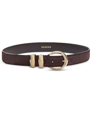 Sandro Suede Belt - White