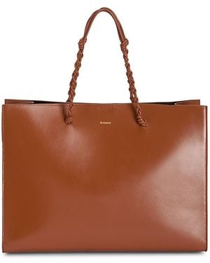 Jil Sander Tangle Large Leather Tote Bag - Brown