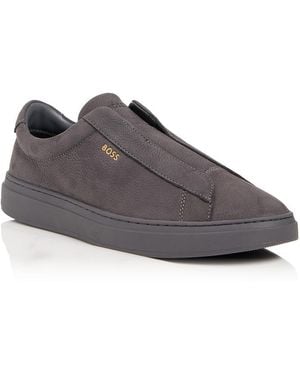 BOSS Kieran Nubuck Slip On Sneakers - Gray