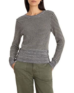 NIC+ZOE Marled Tuck Round Neck Sweater - Gray