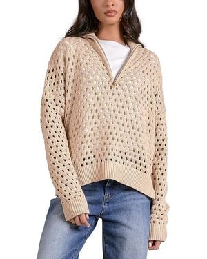Elan Open Knit Half Zip Sweater - Natural