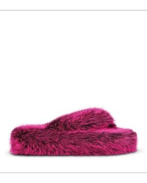 Steve Madden Fizzy Faux Fur Flip Flops - Purple
