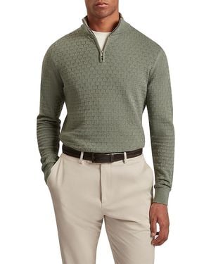Ted Baker Jeremee T Stitch Half Zip Cotton Wool Sweater - Green