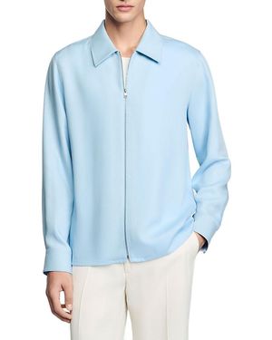 Sandro Chemise Zip Front Shirt Jacket - Blue