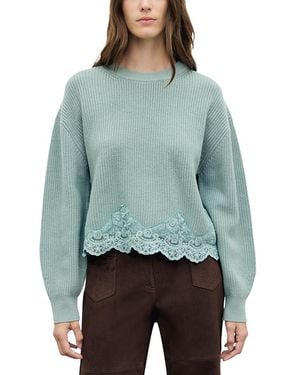 Gerard Darel Riviera Wool Lace Hem Sweater - Blue