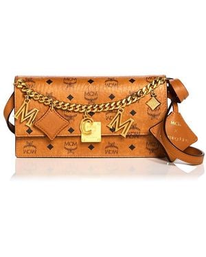 MCM Aren Medium Visetos Canvas Crossbody - Orange
