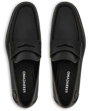 Ferragamo Athenvit Penny Leather Loafers - Black