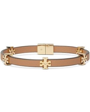 Tory Burch Eleanor Double T Faux Leather Flex Bracelet - White