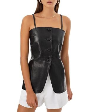 Lamarque Milana Leather Bustier Top - Black