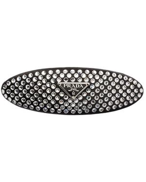 Prada Satin And Crystal Hair Clip - White