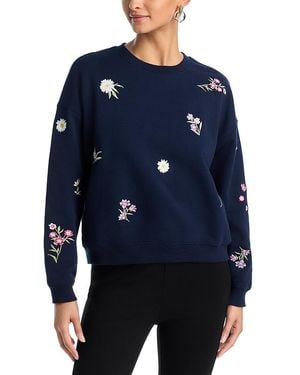 Aqua Flower Embroidered Sweatshirt - Blue
