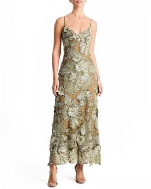 HELSI Samantha Floral V-Neck Tie Back Maxi Dress - Metallic