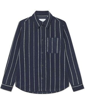 Les Deux Lennon Pinstripe Shirt Jacket - Blue