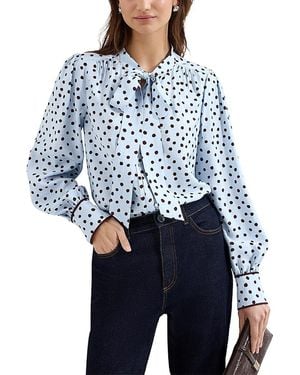 Phase Eight Coco Tie Neck Blouse - Blue