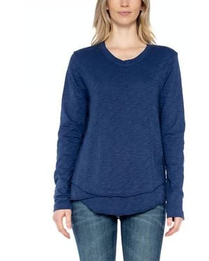 Wilt Clothing Long Sleeve Mock Layer Tee - Blue