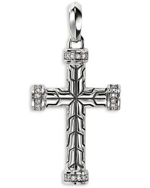 John Hardy Sterling Jh Essential Diamond Cross Pendant, 0.09 Tcw - White