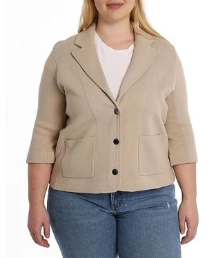 Minnie Rose Plus Size Cotton Blend Blazer - Natural