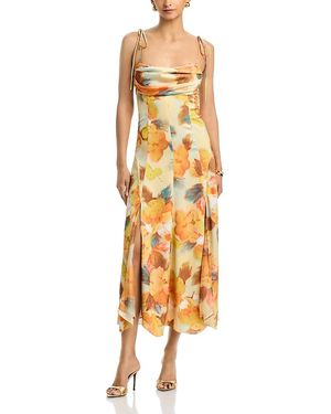 Cinq À Sept Watercolor Floral Betty Dress - Metallic